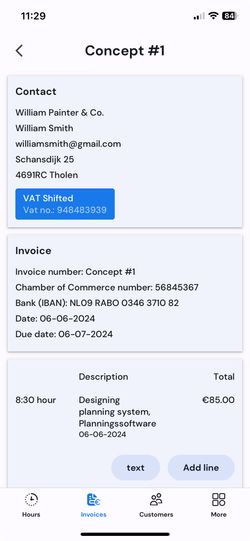 Overview of invoices on desktop